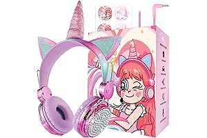 Kids Unicorn Headphones for 8 Year Olds and Younger - 95dB Volume...