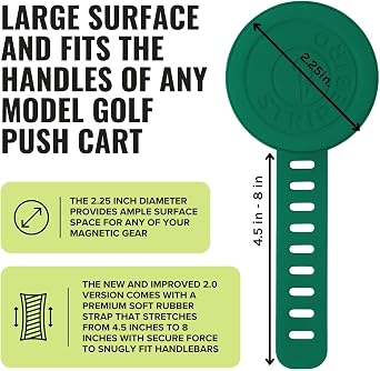 Stripebird - 2.0 Golf Push Cart Mount for Magnetic Accessories (Green)- Push Cart Strap for Quick and Easy Access of Golf Gear - Cell Phone Holder for Golf Cart - Phone Holder for Golf Cart
