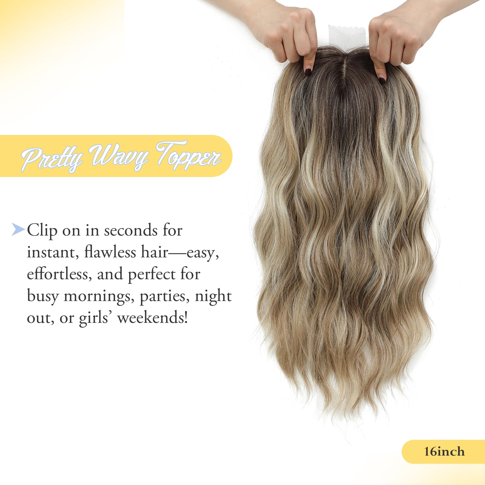 Ms Taj 16-Inch Synthetic Wavy Hair Topper for Women