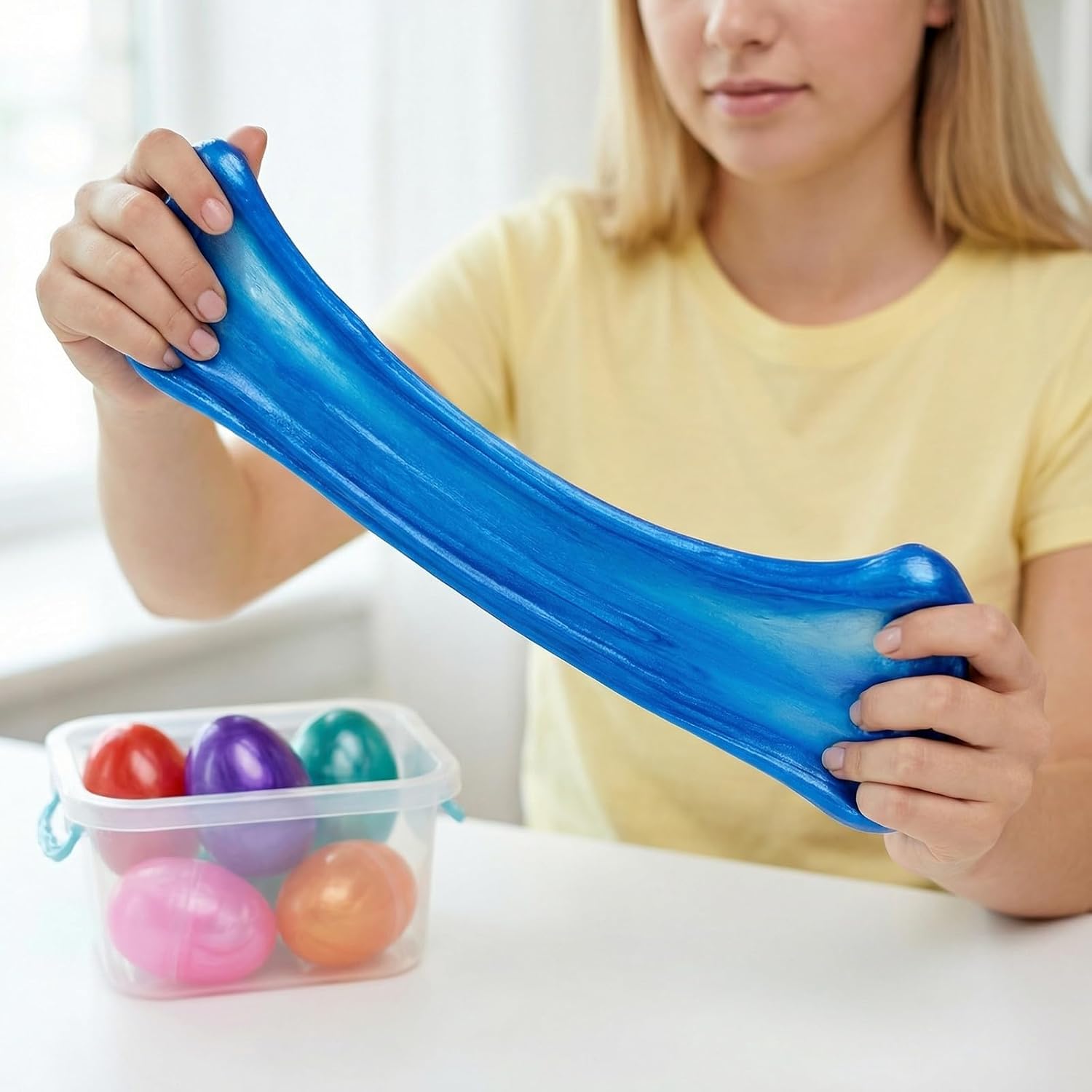 6 Pack Easter Eggs Toys Slime Eggs Toys for Kids Boys Girls Easter Basket Stuffers Essentials Egg Fillers Egg Hunt Party Favors Gifts