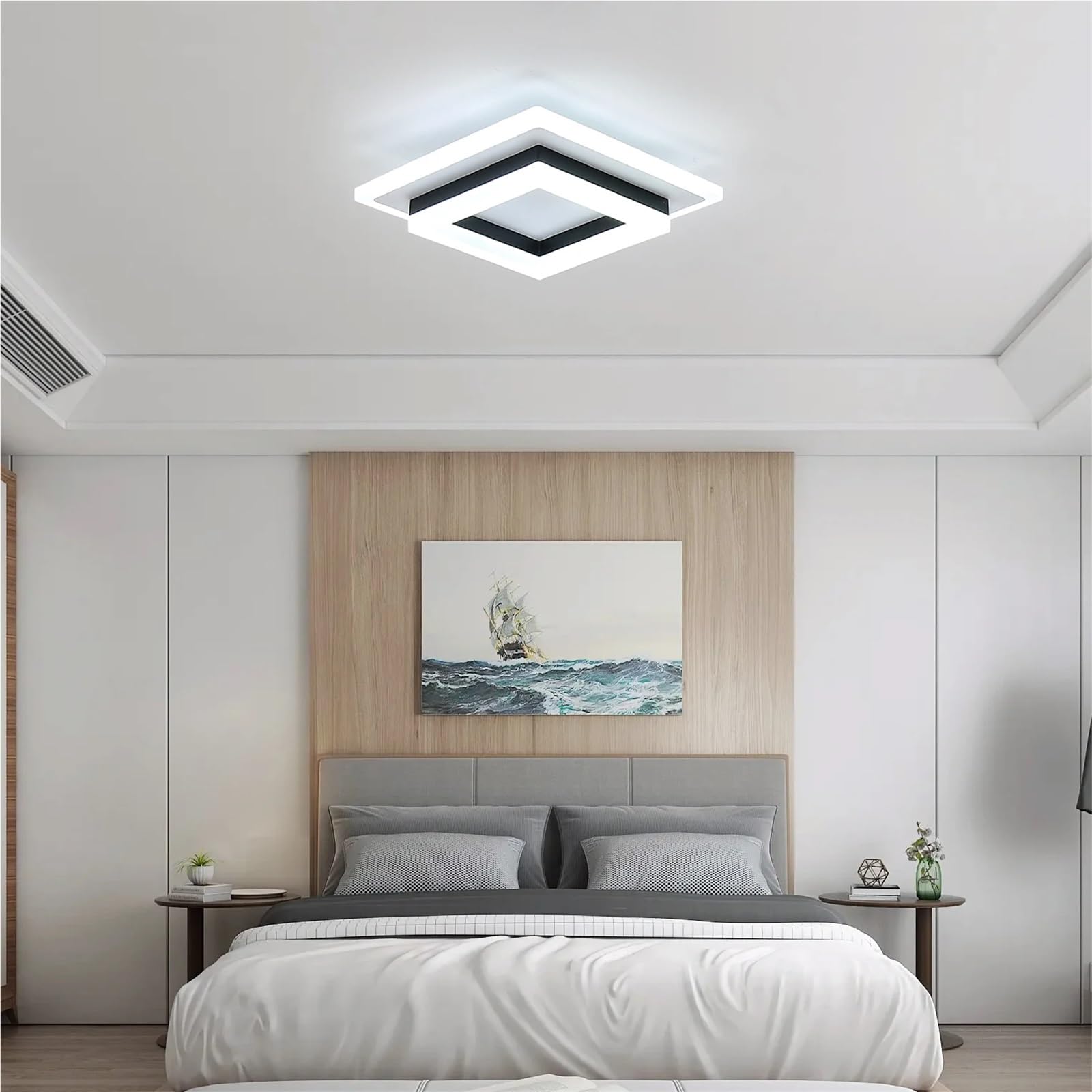 Générique Luminaire Plafonnier LED Plafonnier LED moderne, carré, 24 W, en acrylique, for salle de bain, couloir, chambre, blanc froid 6500 K