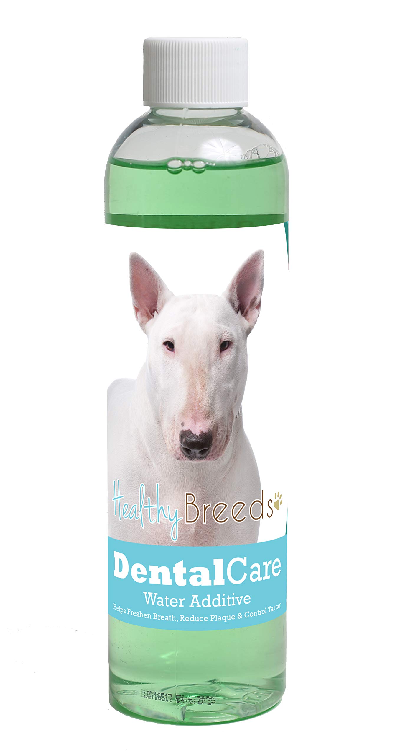 Healthy Breeds Dog Dental Care Water Additive for Bull Terrier - Helps Freshen Breath, Reduce Plaque &amp; Control Tartar - Mint Flavor - 8 oz
