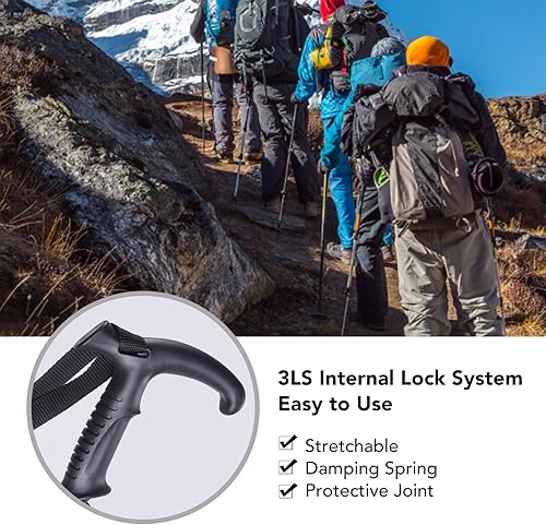Miniatura 4 de Bastón de senderismo, 2 piezas plegables para senderismo, caminar y caminar nórdico, bastón ajustable, bastón de montañismo de aleación de aluminio,
