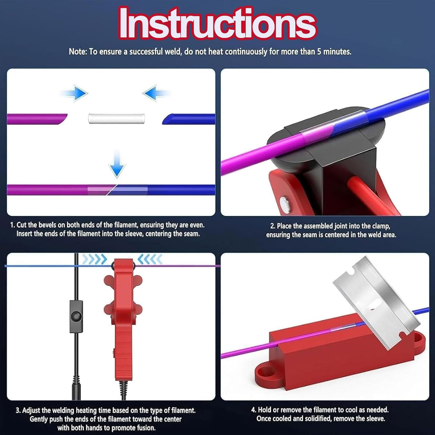 3D Printing Filament Welder, Filament Splicer Tool for 1.75mm and 2.85mm Filament, Up to 240°C Adjustable, Repair Broken Filaments for PLA ABS PETG TPU PC PP