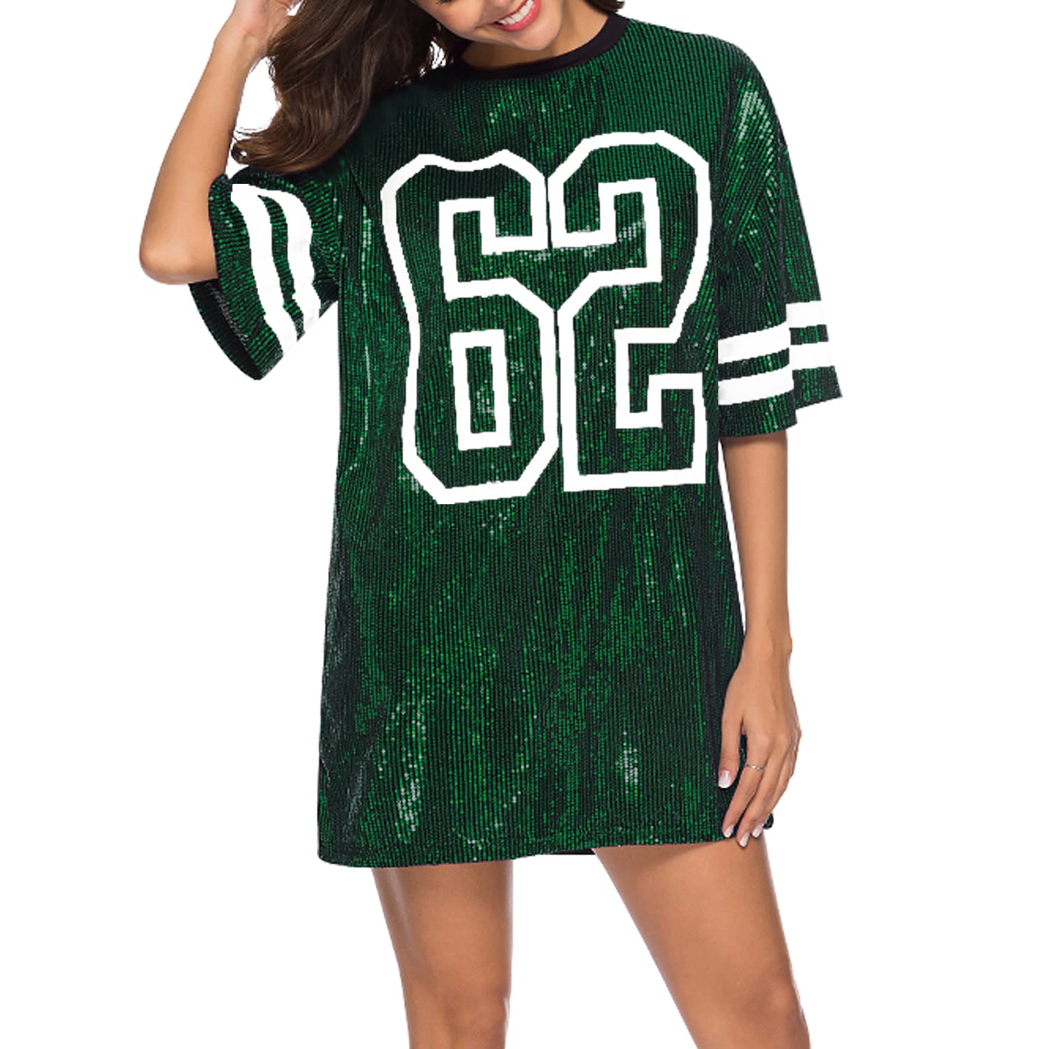 PORRCEY Juniors Short Sleeve Sequin Funny Dress Shirts