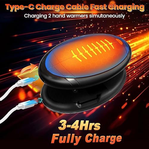 Miniatura 3 de Calentadores de manos recargables, paquete de 2 calentadores eléctricos de temperatura con forma de fútbol, calentador de manos portátil de carga