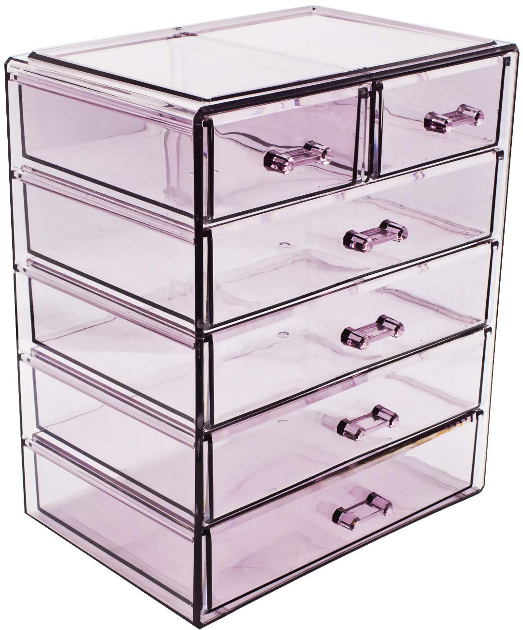 Sorbus (4 Large, 2 Small Drawers, Purple) - Cosmetics Makeup and Jewellery Big Purple Storage Case Display- 4 Large and 2 Small Drawers Space- Saving, Stylish Acrylic Bathroom Case