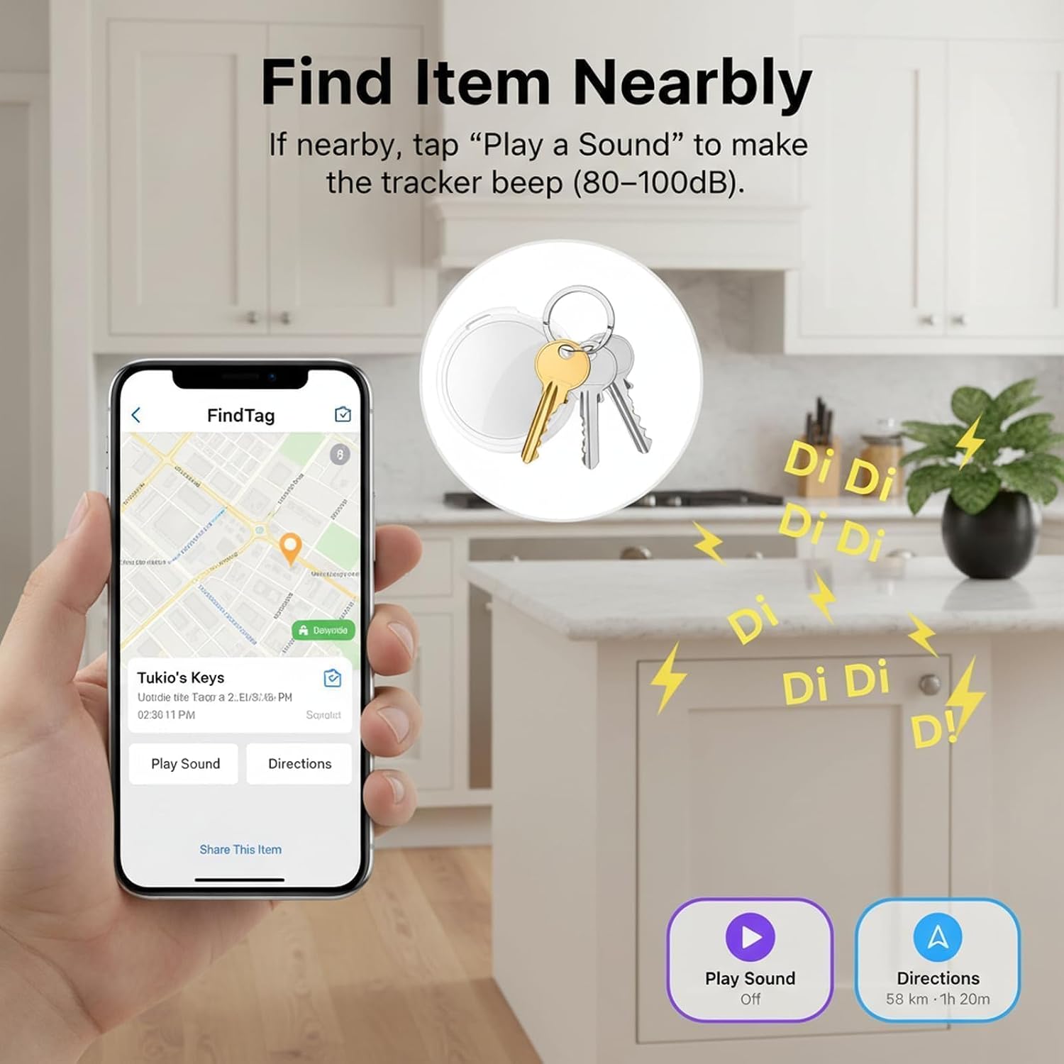 Bluetooth Item Finder MFi Certified Compatible with Apple Find My (iOS Only) Mini Tracker Locator Tag with Magnetic Waterproof Case No Subscription No SIM Card Required Lost Alert for Keys Bag Wallet