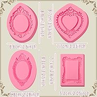 Vista 5 de Moldes de silicona con marco barroco, 4 piezas, molde de fondant de chocolate para decoración de pasteles, molde de resina de arcilla, decoración