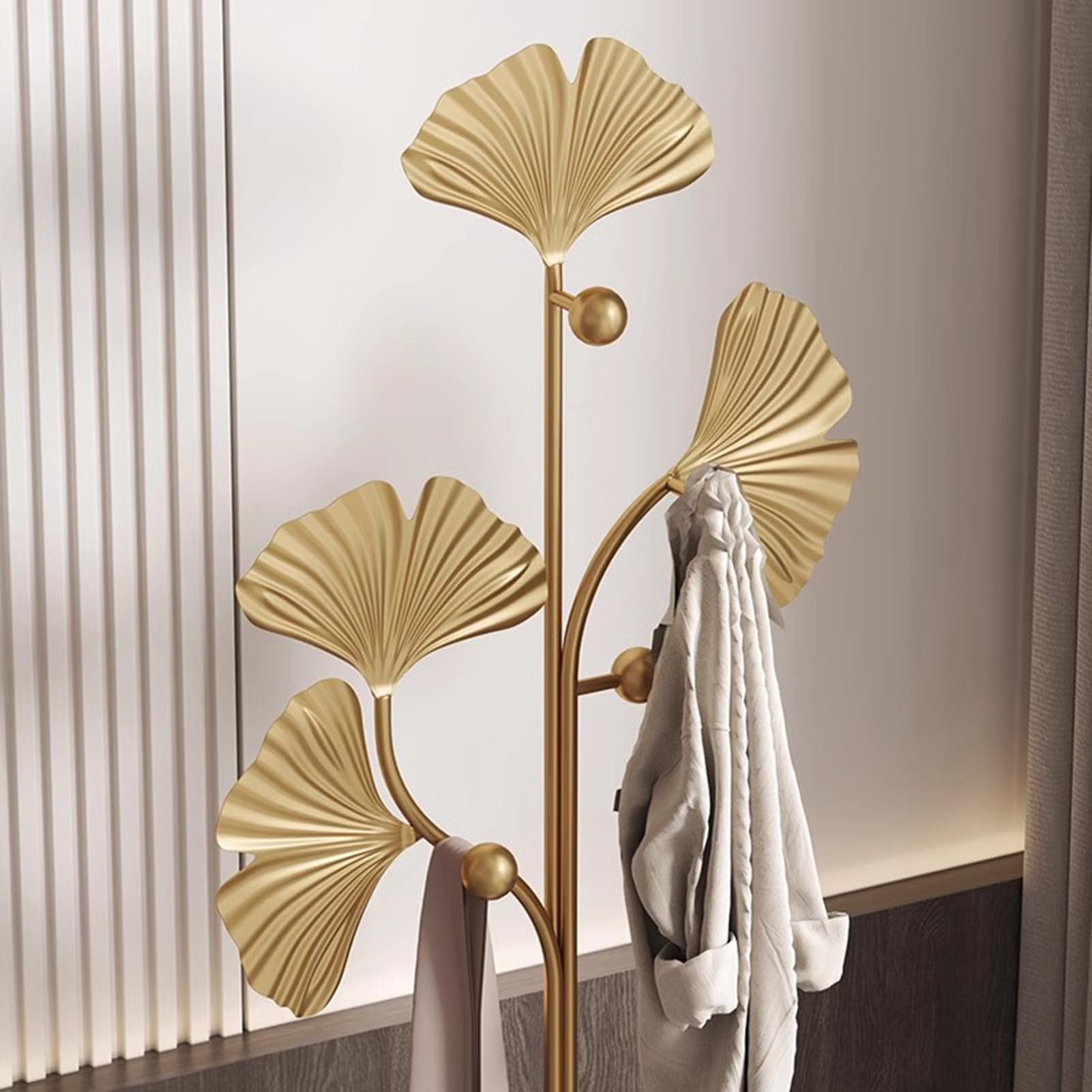 Appendiabiti Da Terra Moderno Oro E Marmo - 3 Ripiani E 9 Ganci Per Ingresso - Foto 9