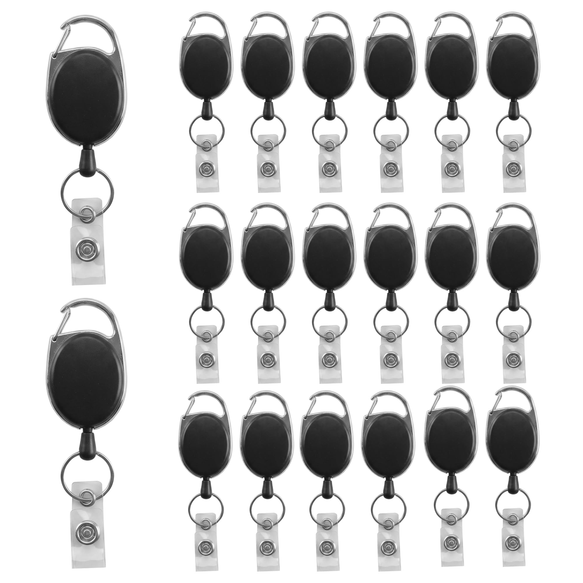 UNGFEI 20 Pack Retractable Badge Holders, ID Card Reel Clips with Keychain