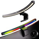 Quntis Curved Monitor Lampe 45cm Monitor Light Bar mit Musik-Sync, USB Bildschirmlampe mit Fernbedienung & Touch Control, Antiblaue blendfreie platzsparende Schreibtischlampe Augenschutz PC Lampe Büro Warm/Neutral/Kalt Frontlight+rgb Backlight