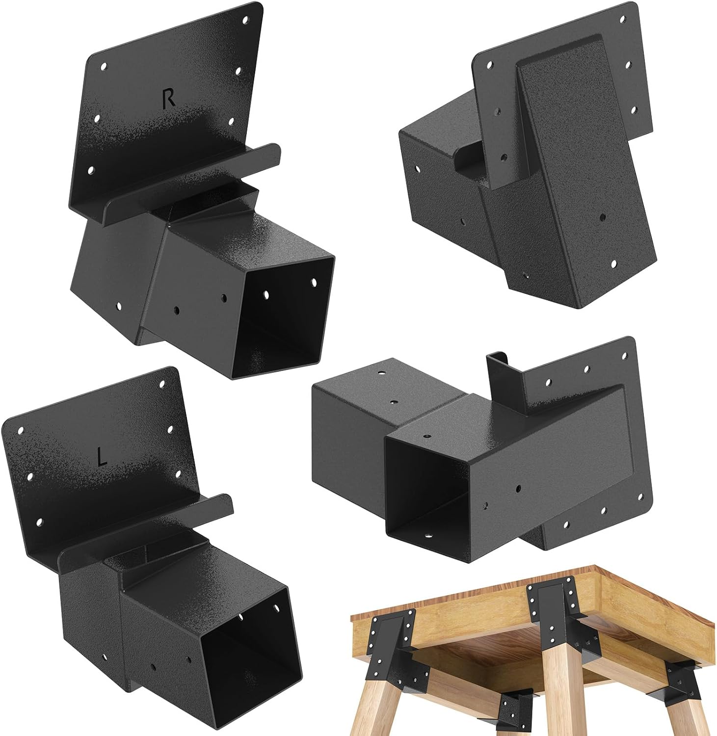 Dolibest Heavy Duty Deer Stand Brackets, 4x4 Compound Angle Bracket, Powder Coated Elevated Bracket for Outdoor Platforms, Deer Hunting, Shooting Shack, Observation Decks& Tree Houses (4Pack)