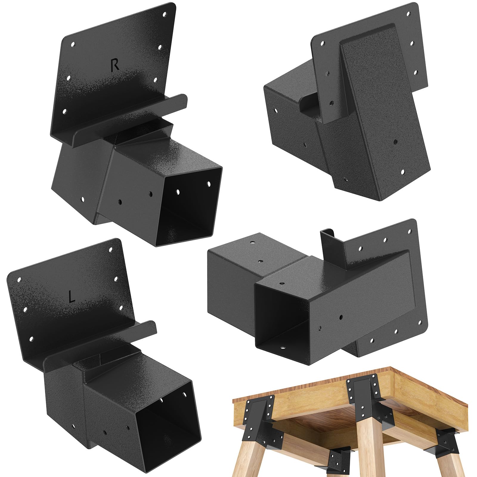 Dolibest Deer Stand Brackets, 4 Pack Outdoor Compound Angle Bracket (90 x 90mm) Elevator Hardware for Tree House/Hunting Blind/Tree Stand/Observation Deck Platform/Climbing Frame and Playset Tower