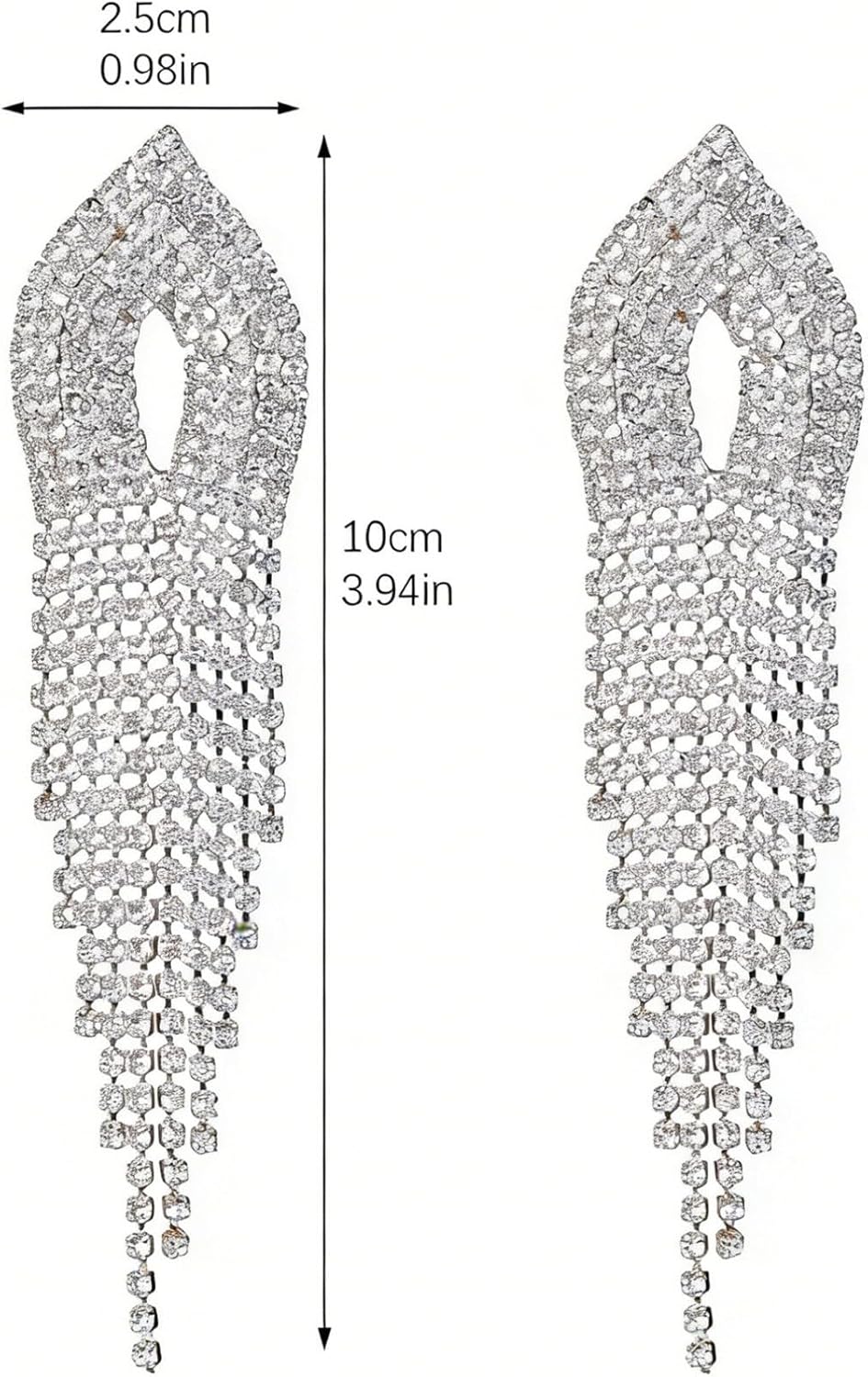 Rhinestone Earrings Dangling for Women Sparkly Silver Dangle Earrings Girls Long Chandelier Earrings Tassel Lightweight Ear Studs Cubic Zirconia (KE001S-W) - Image 8