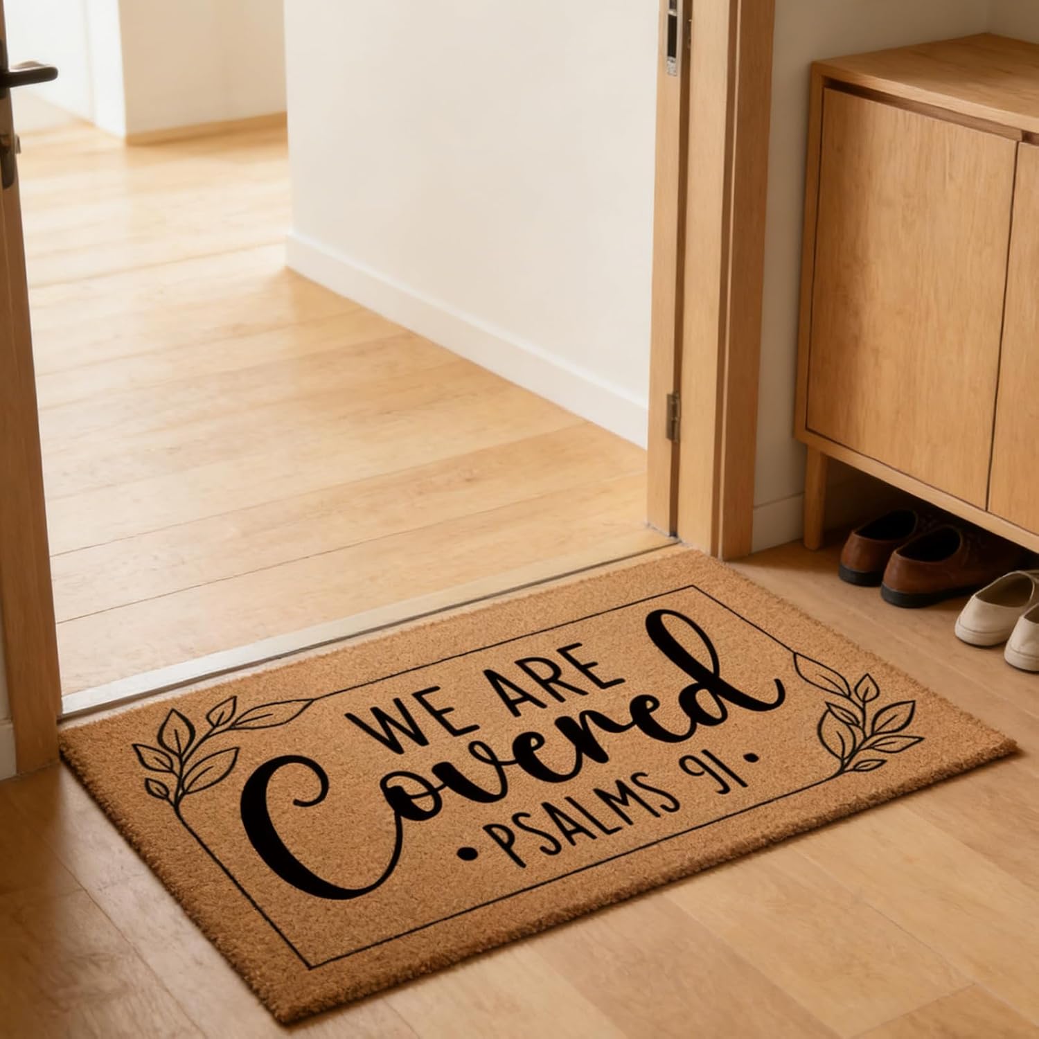 We are Covered Psalm 91 Door Mat, Christian Doormat Decorations Outdoor, Front Door Rug for Outside Entrance Home Decor(17.7 X 29.5 Inches)