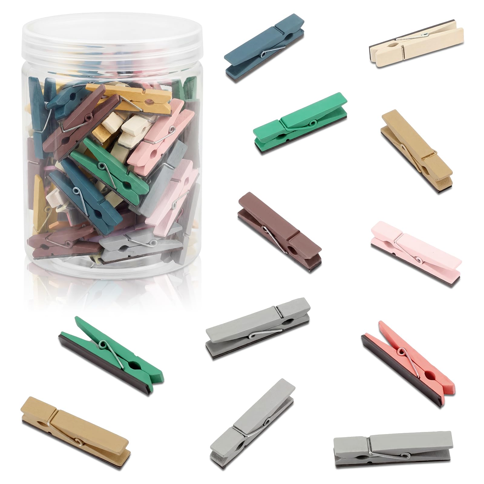 Photo 1 of Ctosree 48 Pcs Magnetic Wooden Clips, Boho Color