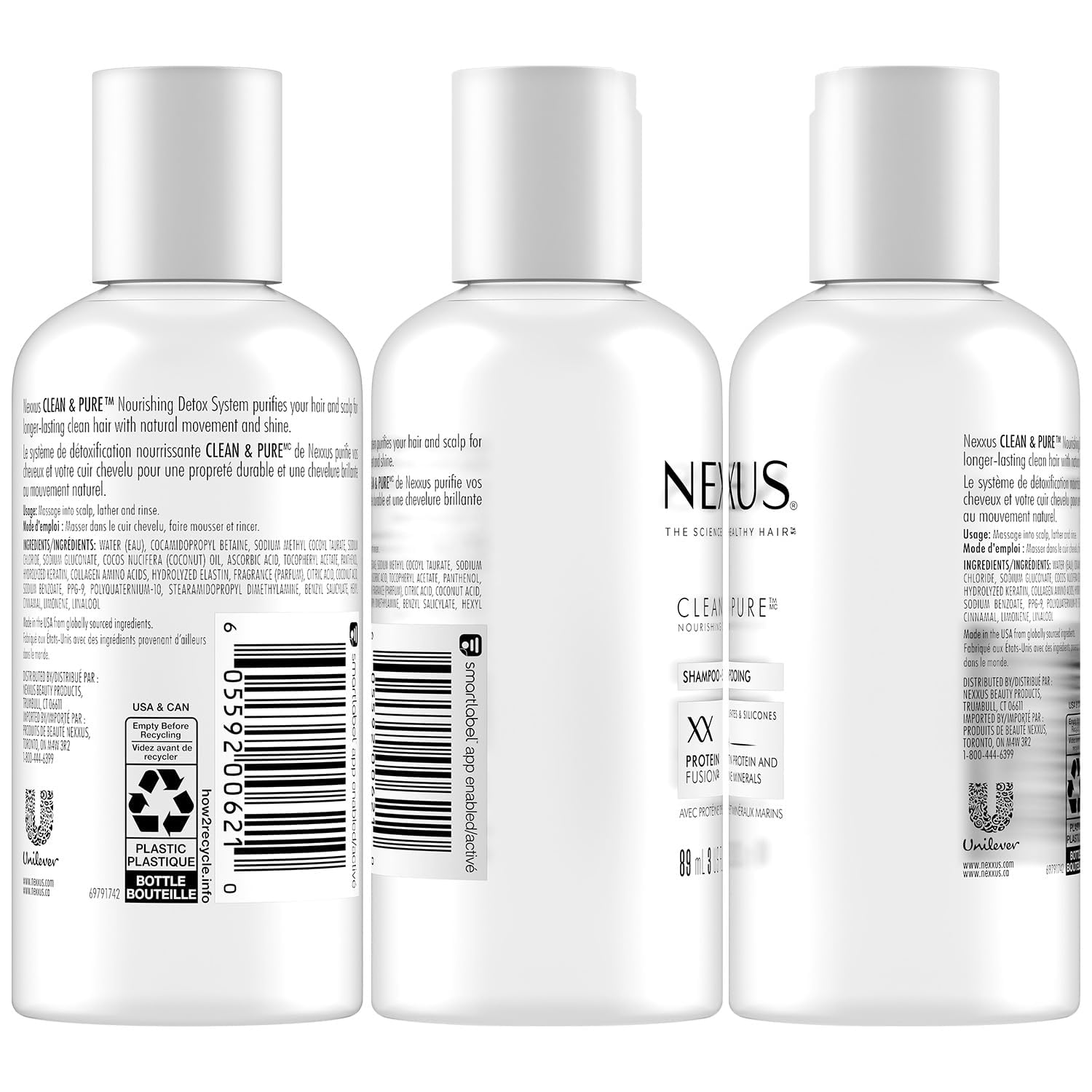 Nexxus Travel Shampoo and Conditioner, Clean & Pure – Hair Products with Elastin Protein and Marine Minerals, Sulfate-Free, 3 Oz Ea - Image 2