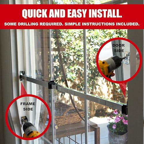 Miniatura 6 de SECURITYMAN Barra de seguridad para puerta corrediza, a prueba de niños, con cerradura antielevación, se adapta a la mayoría de puertas y ventanas,