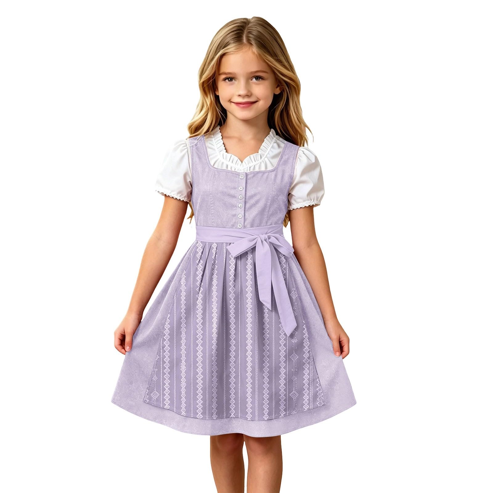 Girls Oktoberfest Costume Bavarian Beer Festival Dirndl Dress with Apron — image 1