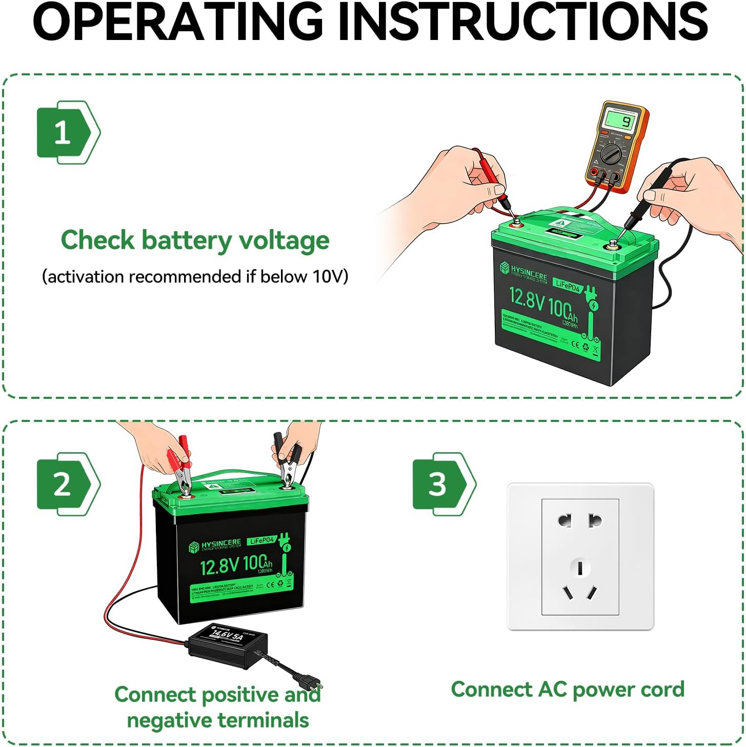 14.6V 5A Lithium Battery Charger 14.6V AC-DC LiFePO4 Lithium Battery Charger with Battery Clamps, Delicated LiFePO4 Battery Charger Special for Deep Cycle Rechargeable Batteries
