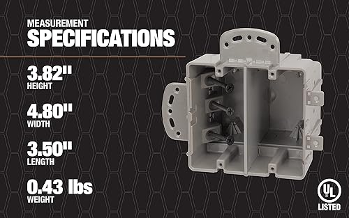 Vista 42 de Southwire MSBST250 - Caja inteligente eléctrica para montaje y techo, diente de tiburón con sierra de agujero, soporta 6 libras, color gris