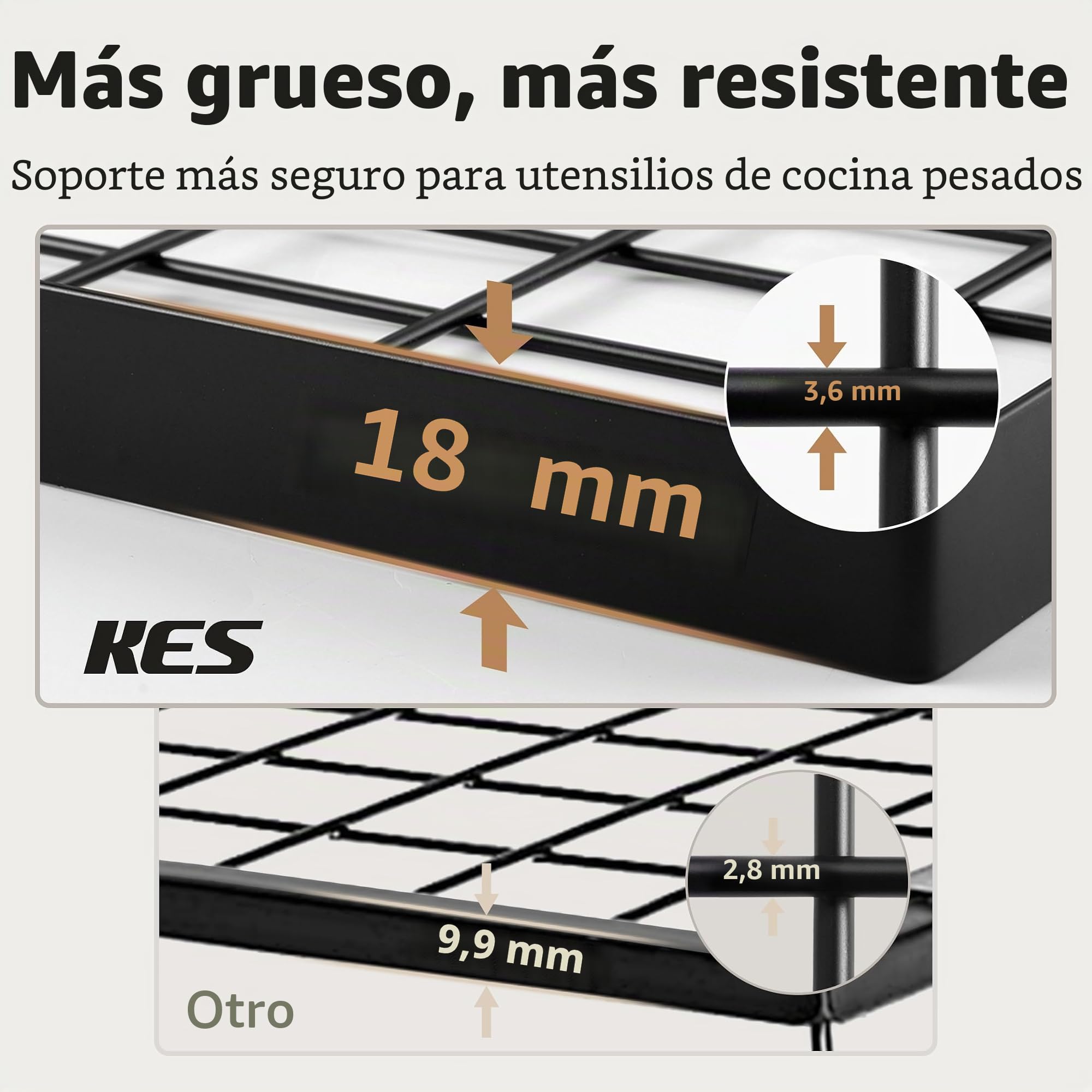 KES Estanteria Cocina para Ollas y Sartenes Estantes para Colgar con 12 Ganchos Almacenaje Organizador 2 Niveles 75CM Negro, KUR218S75B-BK
