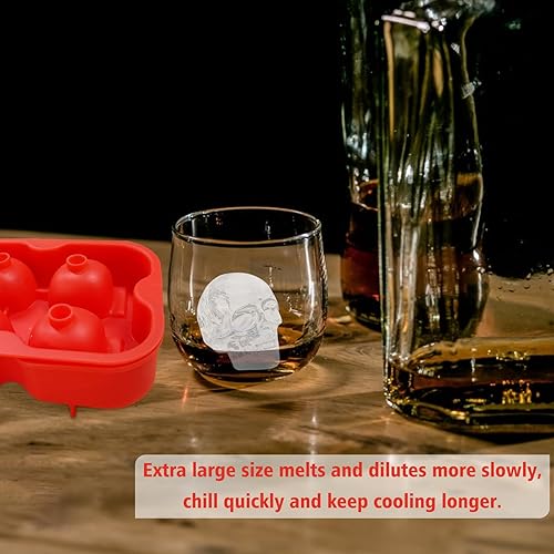 Miniatura 3 de Molde grande para bolas de hielo de whisky, un juego de 4 moldes grandes para cubitos de hielo, moldes redondos grandes, silicona reutilizable de