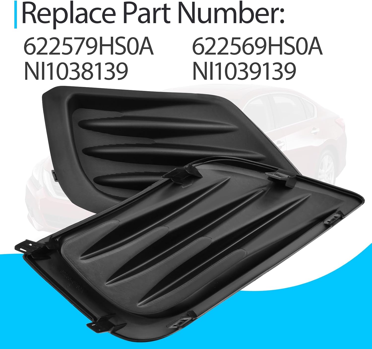 Generic Fog Light Cover Pair/Set Compatible with Nissan Altima 2016 2017 2018 Replace 622579HS0A 622569HS0A NI1038139 NI1039139, Driver and Passenger Side - Image 3