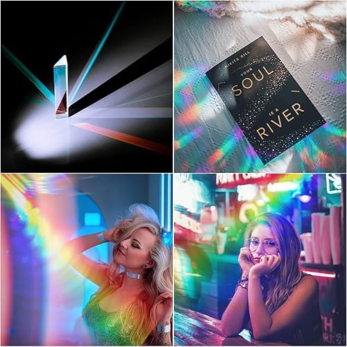 Miniatura 6 de Young4us Paquete de 3 cristales ópticos en 3 tamaños, prisma triangular para fotografía, niños, ciencias, enseñanza de espectro de luz, física y