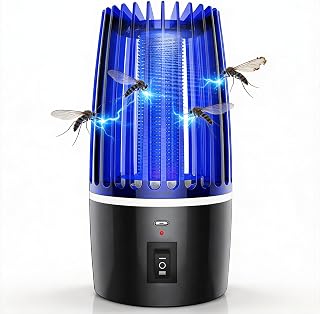 Portable Rechargeable Bug Zapper, 2000mAh Mosquito Zapper with 3500V Electric Grid & UV Light, USB Powered Insect Trap for Camping Backyard Patio Indoor Outdoor