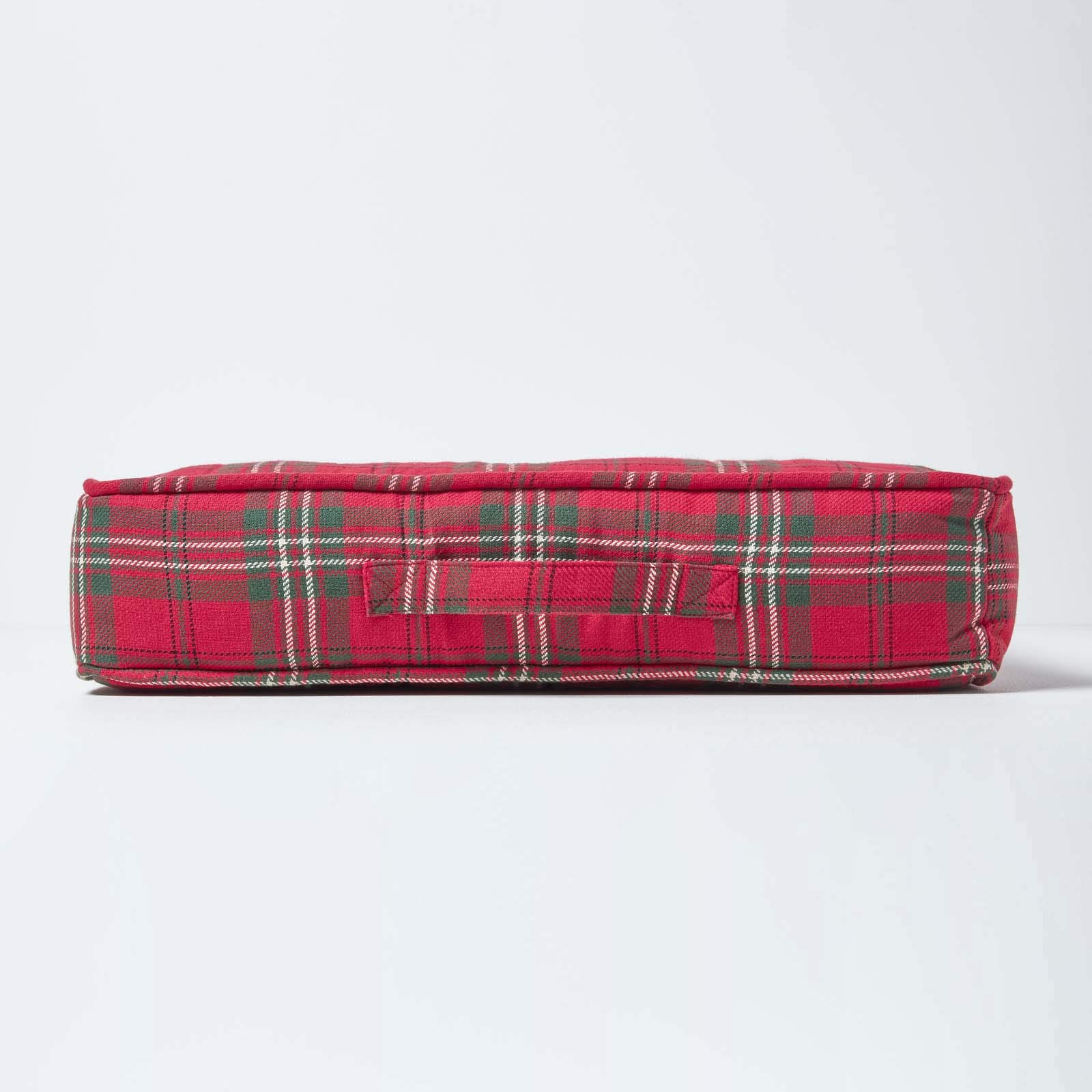 HOMESCAPES Coussin d’Assise rehausseur, Coussin de Sol en Coton à Carreaux écossais Rouge, 50 x 50 x 10 cm