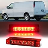 Cxdar Third 3rd Brake Light LED for 2003-2017 Chevy Express, High Mount Rear Brake Lights Assembly for 03-17 GMC Savana, Waterproof Center Cab Lamp Stop Light, Red Lens