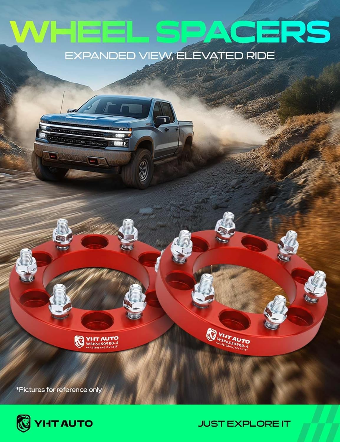 YHTAUTO 6x5.5 Wheel Spacers 1 inch Fit Chevrolet, Ford, Kia, GMC, Acura, Dodge, Honda, Hyundai, Hummer Models, Colorado, Forged 6x139.7mm Tire Spacers 25mm w/ M12x1.5 Studs 108mm Center Bore 4PCS, Red