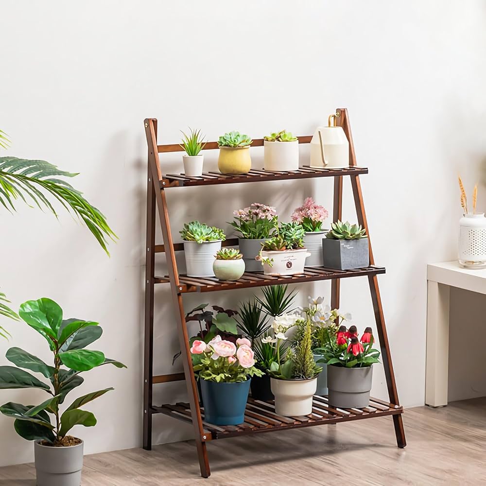 Amazon | フラワースタンド 折りたたみ式 天然竹製 プランター