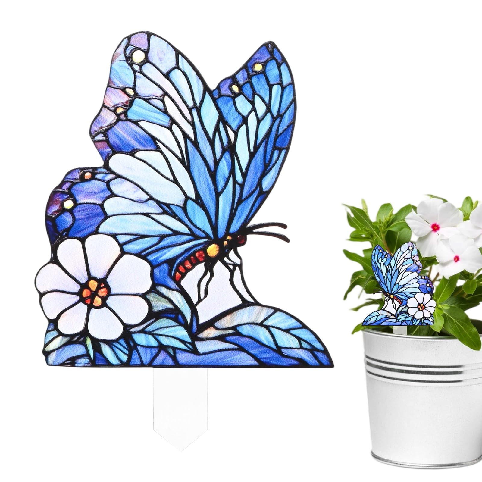 M METERXITY 1-Pack Butterfly Acrylic Stakes 4 Inch Bird Garden Decoration Ornament Potted Plant Decorative Signs for Flower Pot/Planter/Yard/Patio/Outdoor/Indoor[Butterfly 7] — image 1