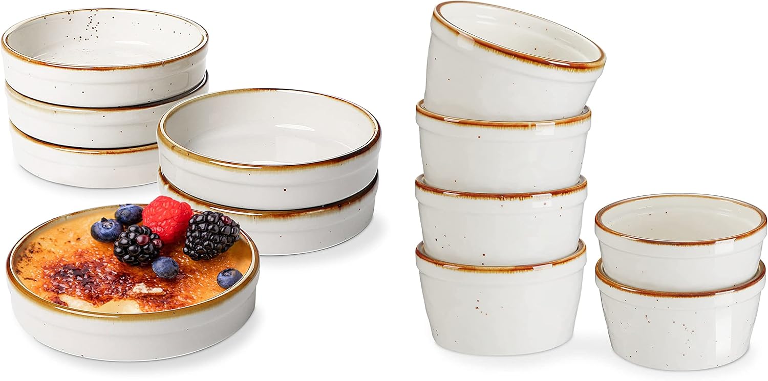 4 oz Shallow Creme Brulee Ramekins & 8 oz Ramekins Set of