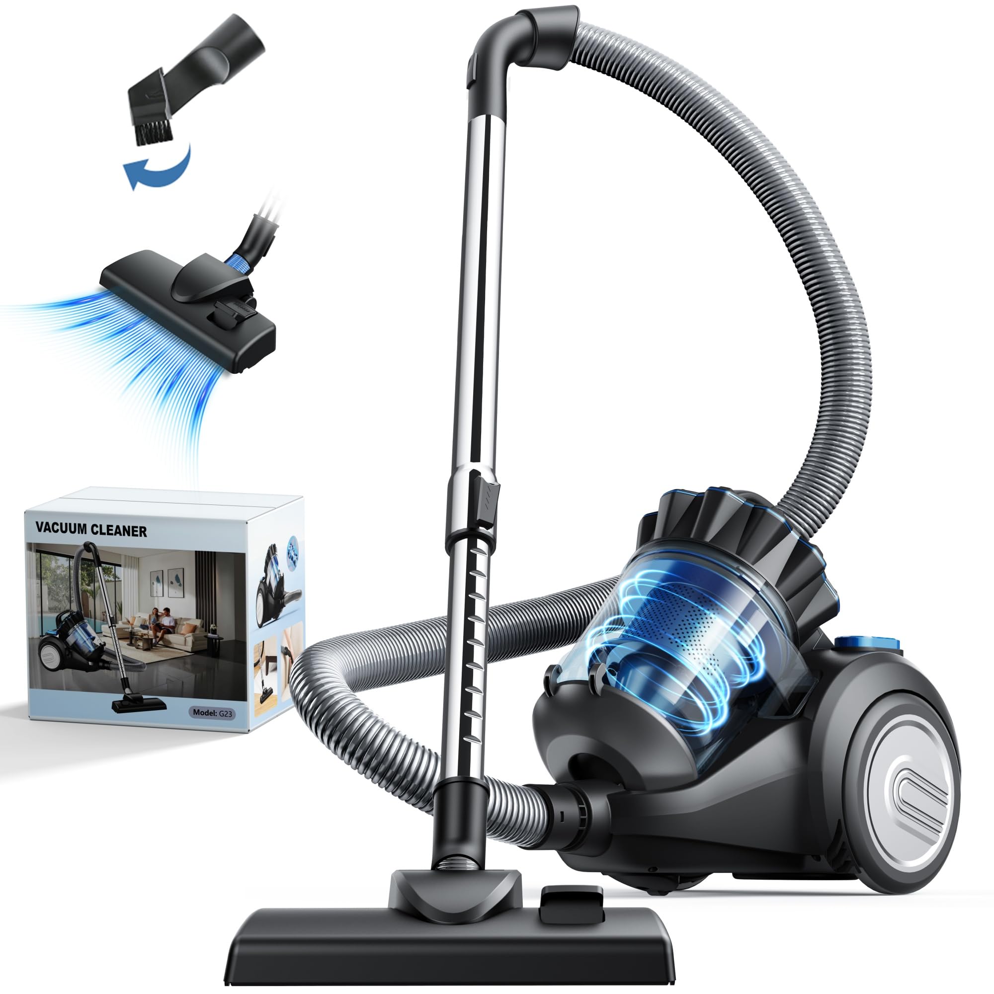 Staubsauger beutellos 800 W, 60 dB, 6 m Kabel, 2,2 L – Schwarz/Blau