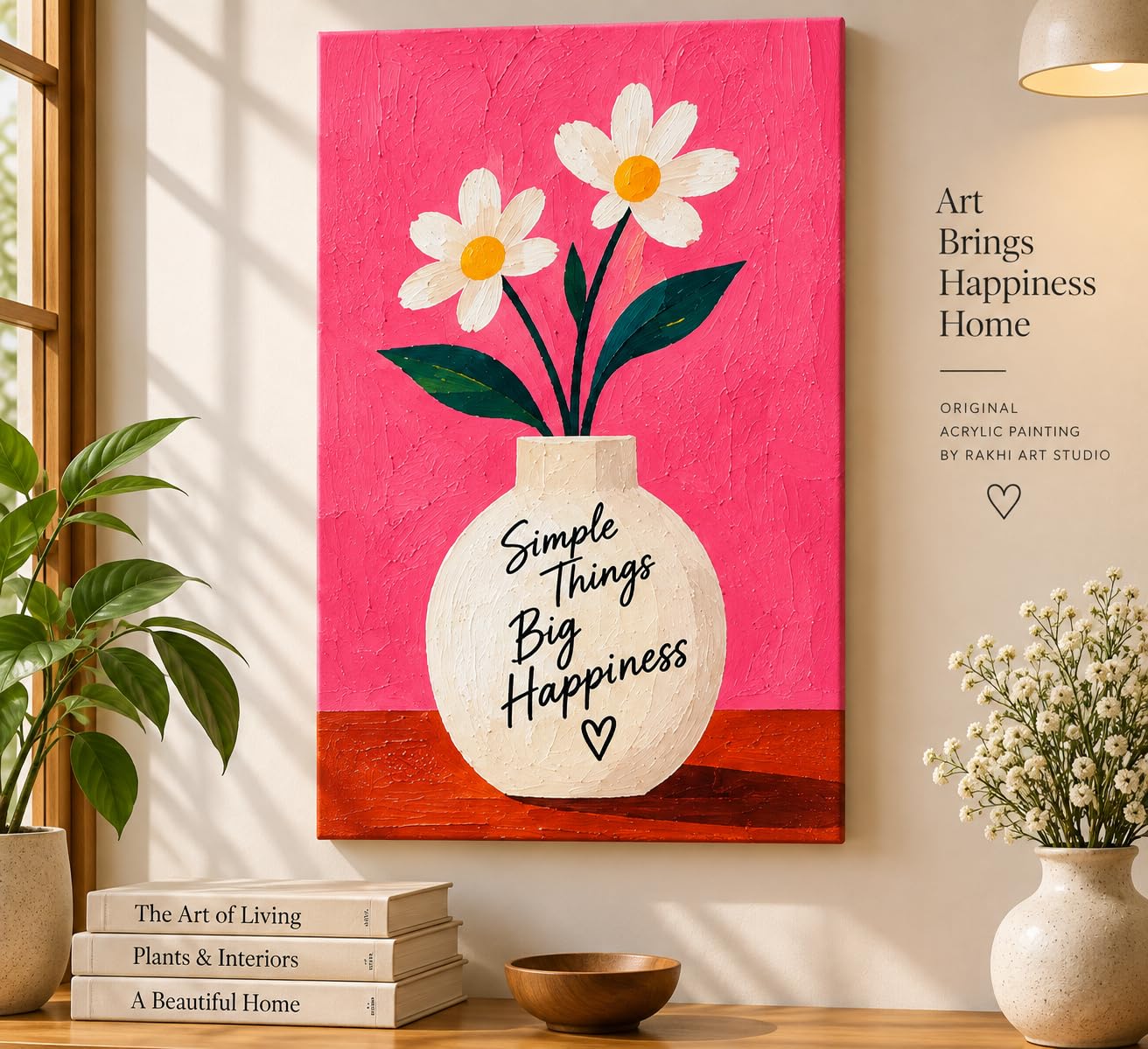 Simple Things Big Happiness Acrylic Painting | Hand-painted, Gallery Wrapped Canvas-picture-11