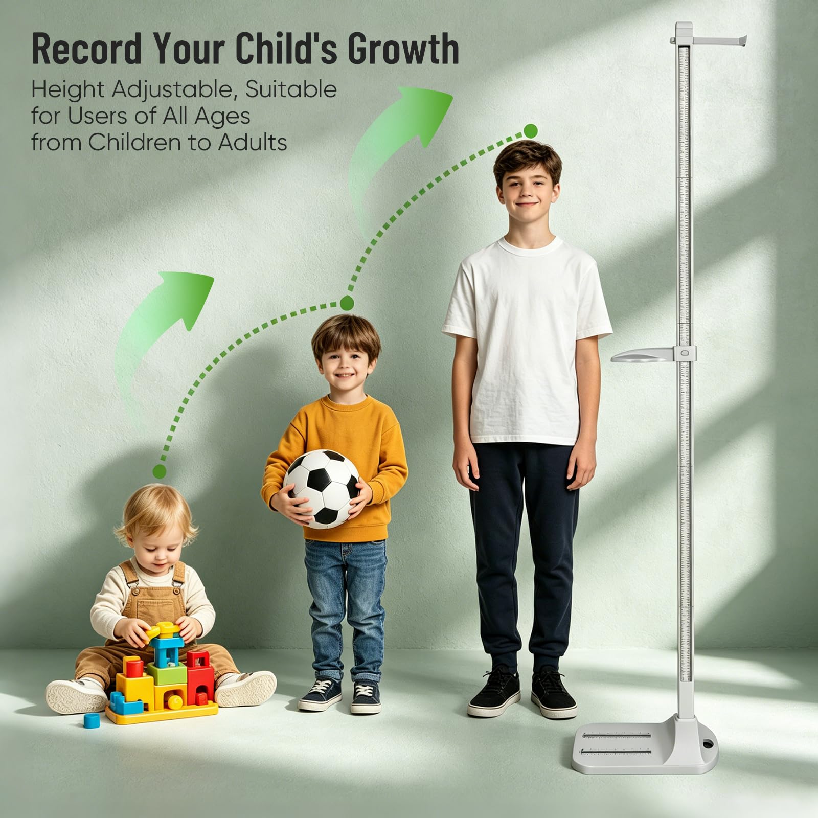 Stadiometro, Dispositivo Per Misurazione Dell'altezza 20–210Cm Stadiometro Portatile Con Doppia Scala Base Integrata Misurazione Lunghezza Piede Design Smontabile Con Appoggio Testa E Supporto Parete