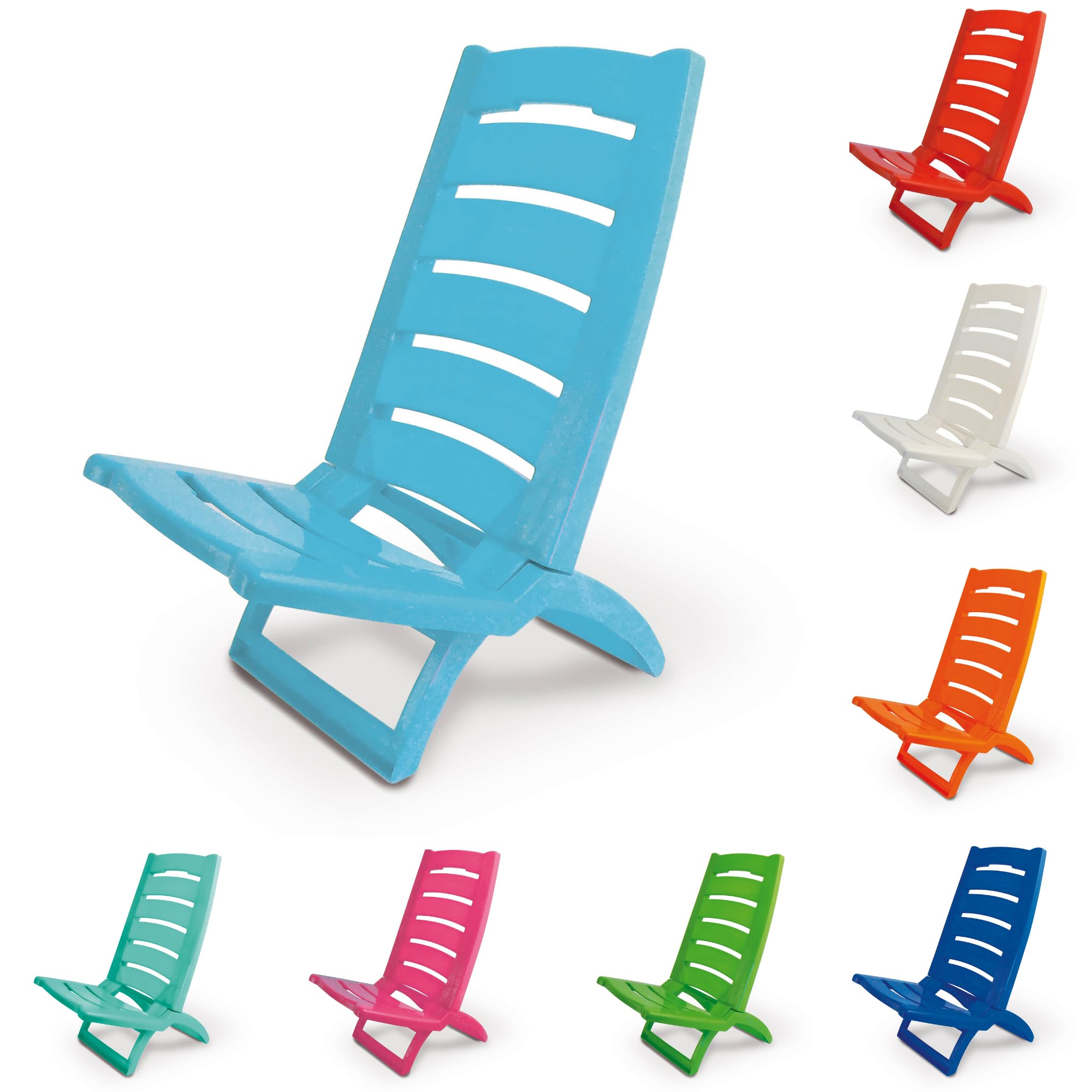 Tata Home Sedia Seggiola da Spiaggia Pieghevole Portatile Spiaggina Mare Piscina in Plastica Trasportabile Richiudibile Made in Italy Azzurro