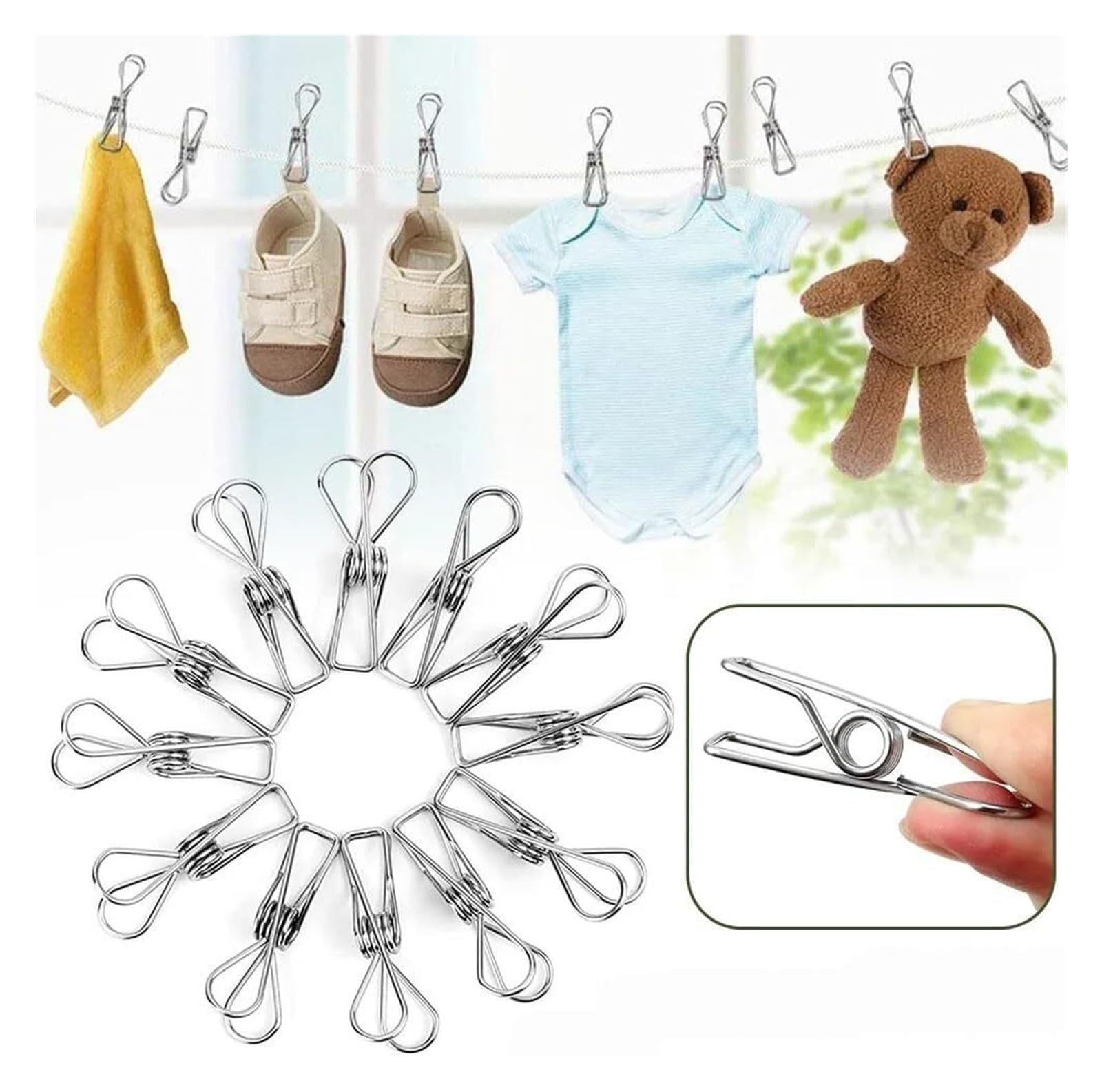 Wieszak na ubrania ze stali nierdzewnej Klipsy do skarpet ze stali nierdzewnej 20/40 szt. Srebrne 5-6cm(40pcs,6cm)
