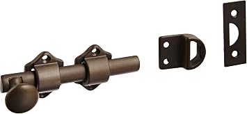 Rockwood 630-4.10B Solid Brass Surface Bolt with Universal And Mortise Strike, 2 Guide, 4" Bolt Length, Bronze Satin Oxidized Oil Rubbed Finish