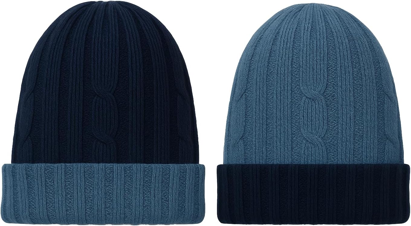 TINKUY Alpaca Wool Men's & Women's Reversible - Cuffed Slouchy, Beanie Hat, Unisex, One Size