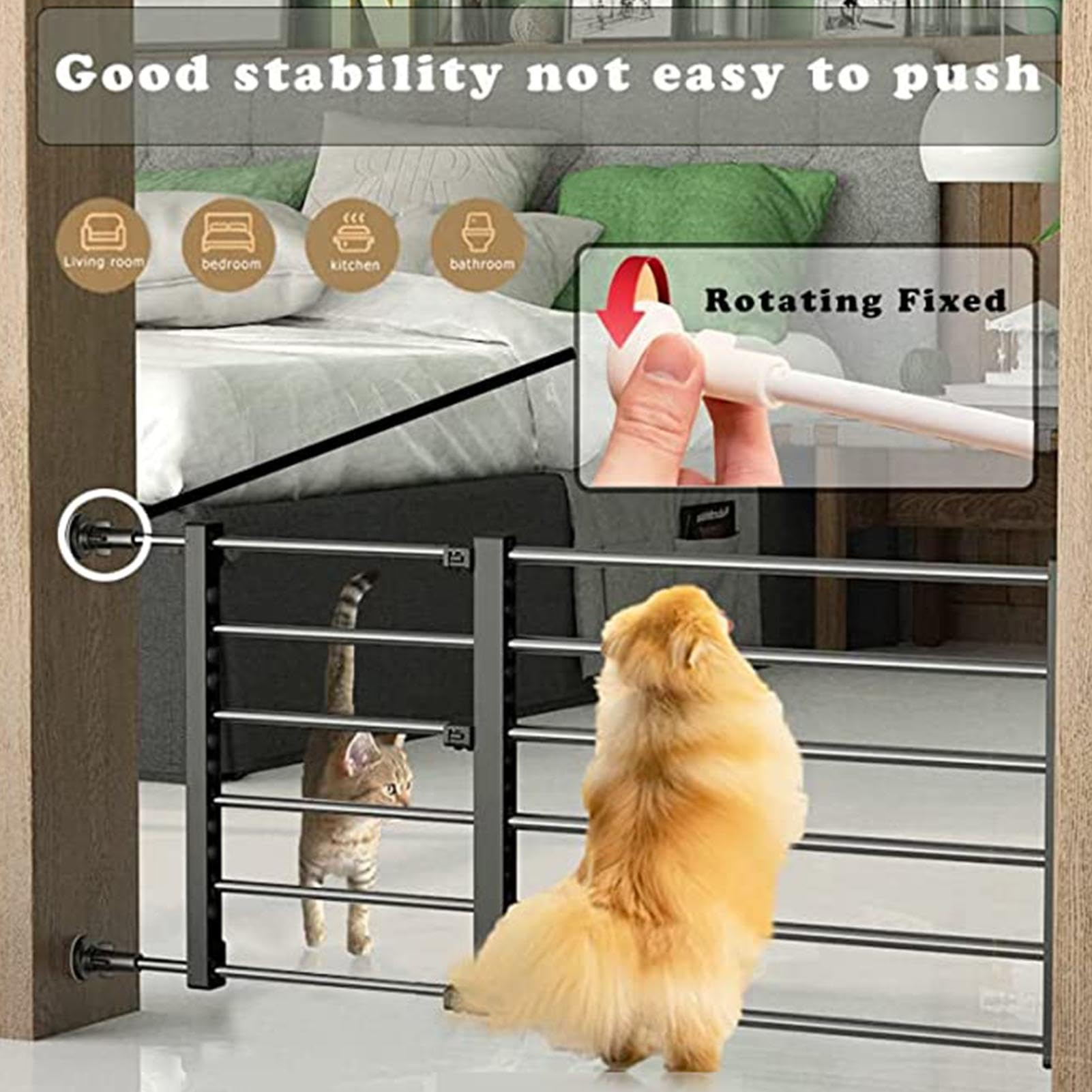 Cancello retrattile per cuccioli, Cancello retrattile per cani per scale | Recinzione per cancello per animali domestici senza trapano p