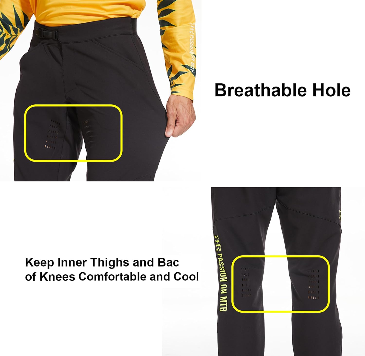 Mens Mountain Bike Pants Cycling Riding Pants MTB Waterproof Lightweight BMX Downhill Dirt Bike Pants Black