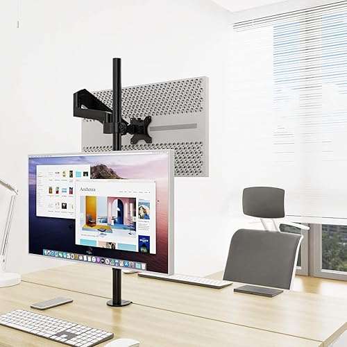 Miniatura 8 de Soporte vertical para monitor de 17-32 pulgadas, soporte de poste largo de 34.9 pulgadas, carga máxima de 19.8 libras, soporte de monitor apilado
