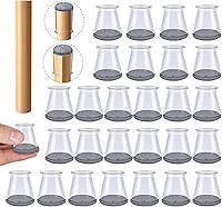 Vista 13 de 32 piezas de protectores de suelo para patas de silla rectangulares para madera dura - Almohadillas de silicona y fieltro para muebles, cubiertas