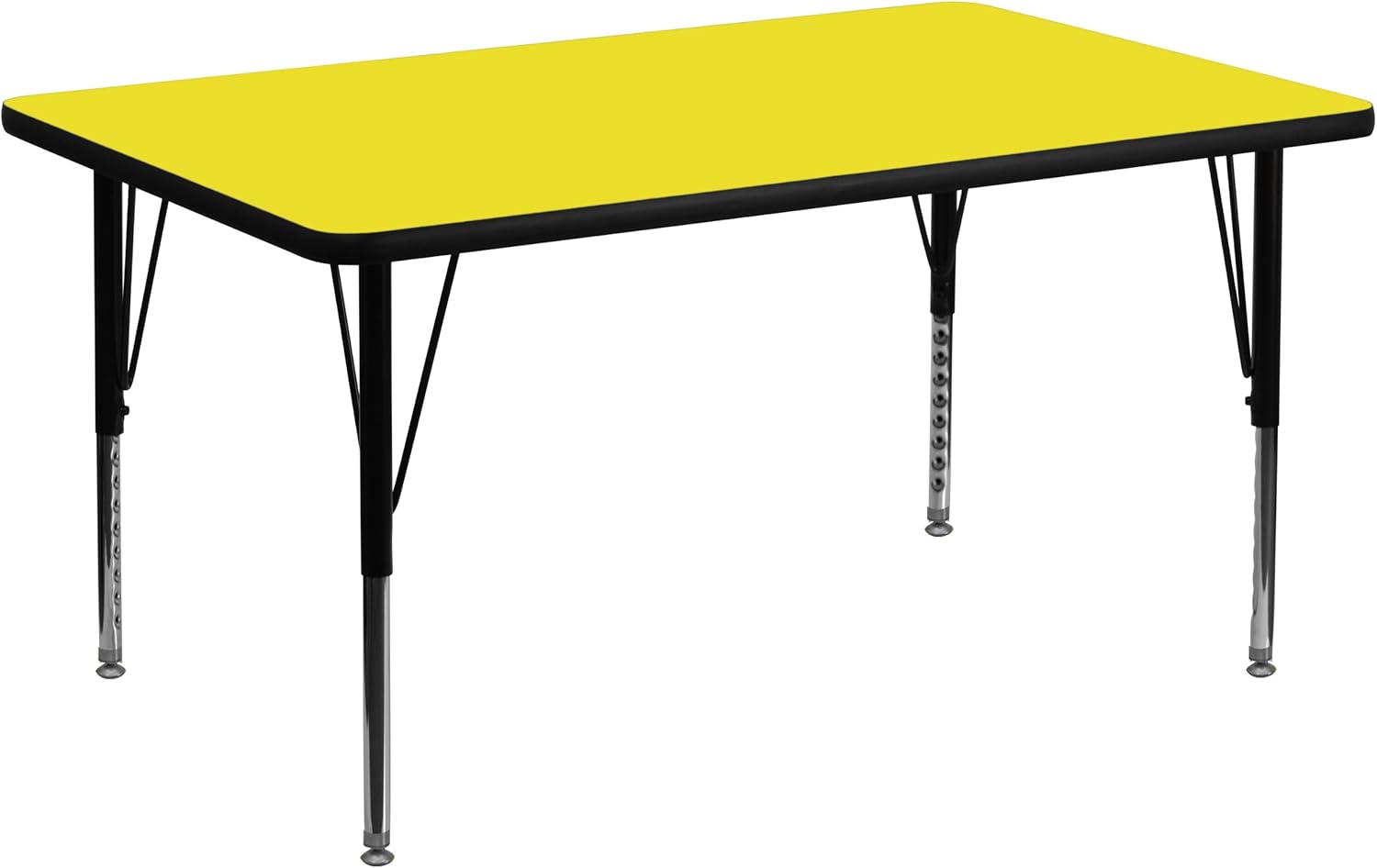 Flash Furniture Wren 36''W x 72''L Rectangular Yellow HP Laminate Activity Table - Height Adjustable Short Legs