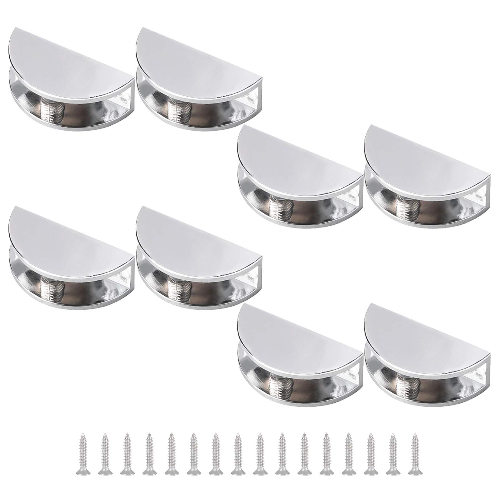UFURMATE Glass Shelf Clamp, 8Pcs Adjustable Frameless Glass Shelf Bracket Holders Zinc Alloy Half Round Glass Clamp Clips Polished Chrome Wall Mounted for 5-8mm Thick Glass — image 1